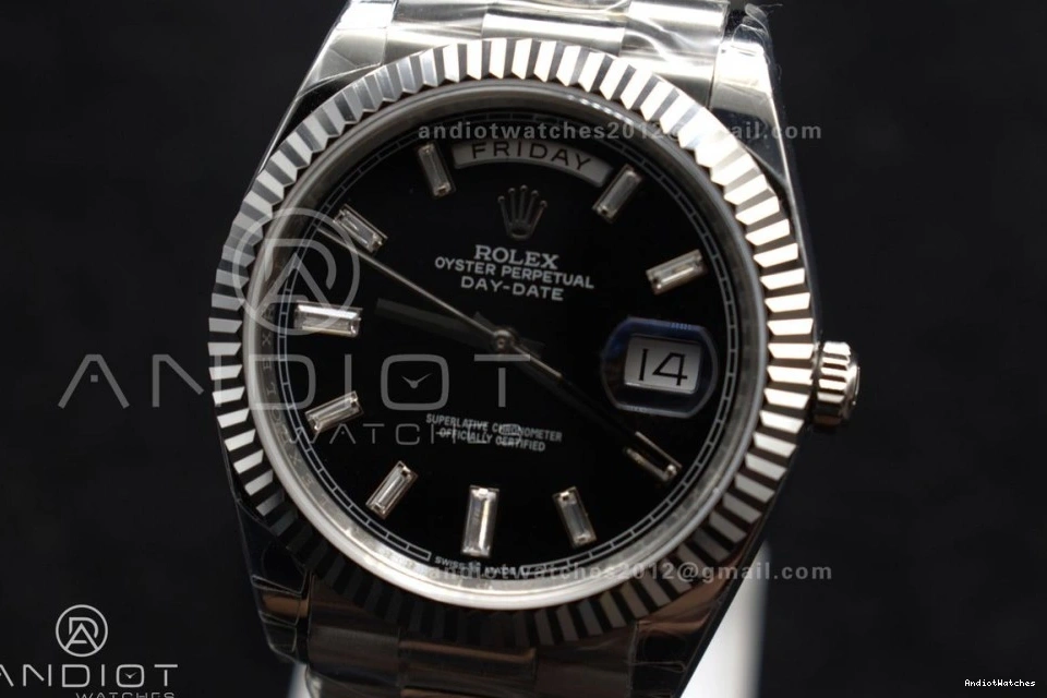 40 GSF Dial Weight DayDate on President A Crystal Black Bracelet Bright Gain 718 SS 0227